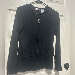 Cherry Stix black zip up hoodie with heart zipper pull Size M #emo